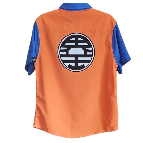 NWT Goku Kame Kai Dragon Ball Short Sleeve Button up shirt orange blue - Picture 4 of 16